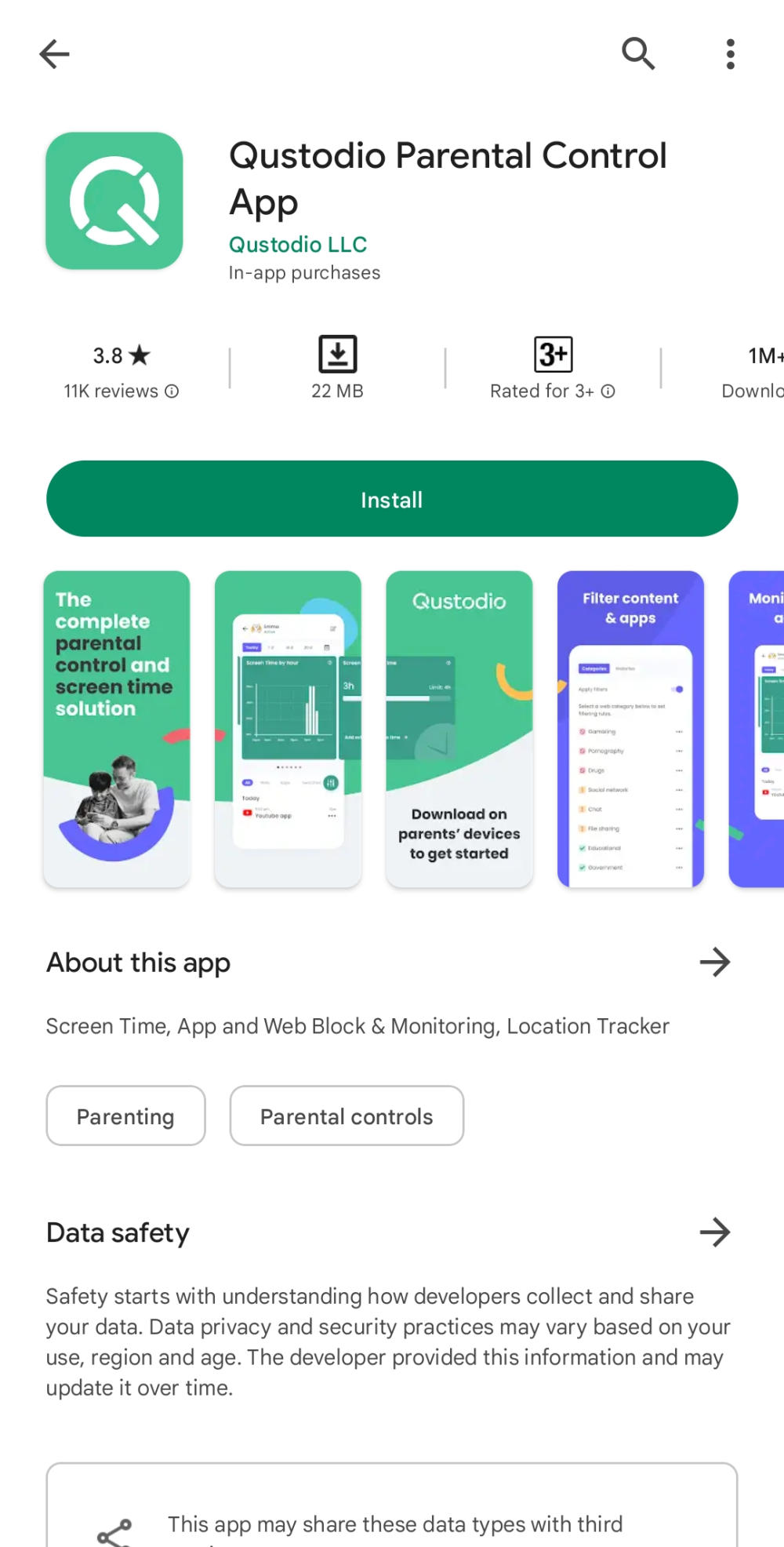Qustodio Parental Control app on Google Play Store